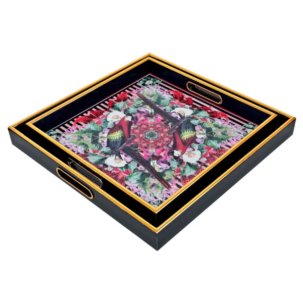 Myrtle and Mary Square Flower Bomb Serving Trays