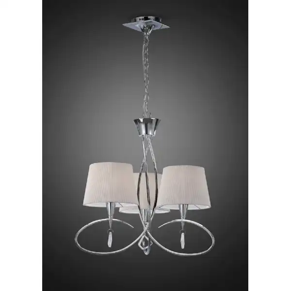 Mara Pendant 3 Light E14, Polished Chrome With Ivory White Shades