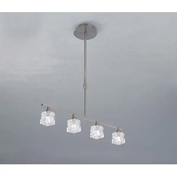 Ice Linear Pendant 4 Light G9 ECO Bar, Satin Nickel