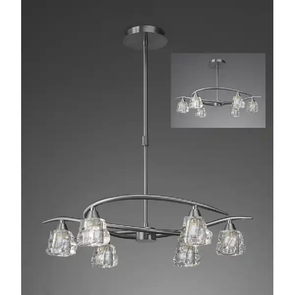 Iku Telescopic Convertible To Semi Flush 6 Light G9, Satin Nickel