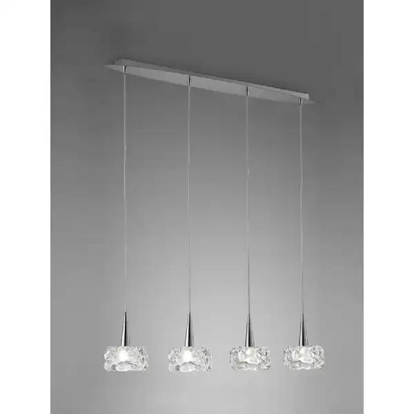 O2 Linear Pendant 4 Light G9 Line, Polished Chrome