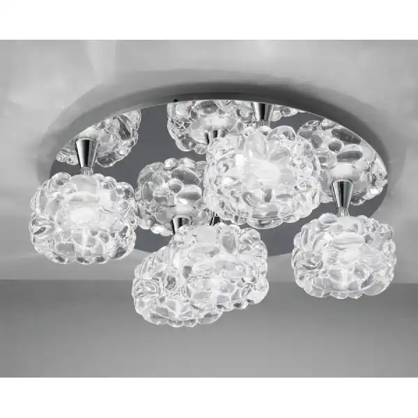 O2 Flush Ceiling 5 Light G9, Polished Chrome