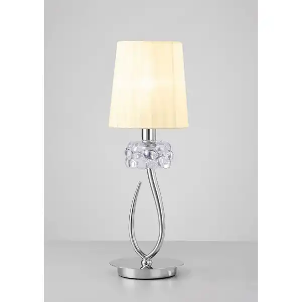 Loewe Table Lamp 1 Light E14 Small, Polished Chrome With Cream Shade
