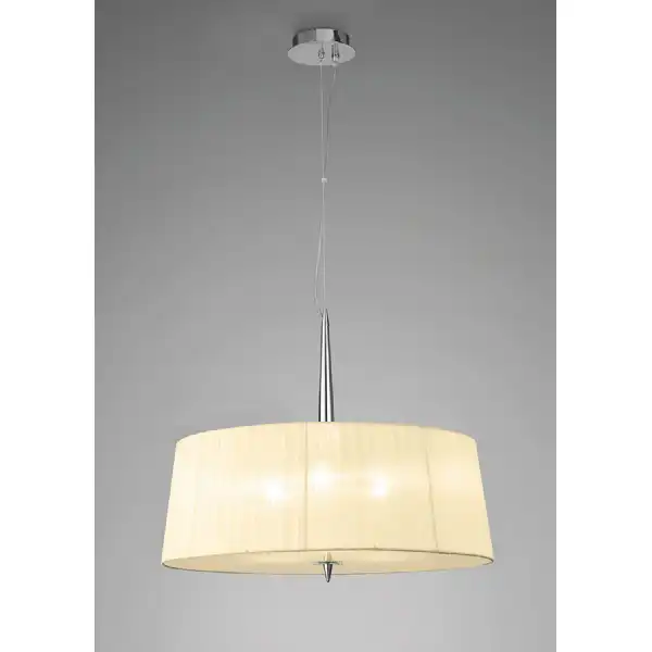 Loewe Single Pendant 3 Light E27, Polished Chrome With Cream Shade