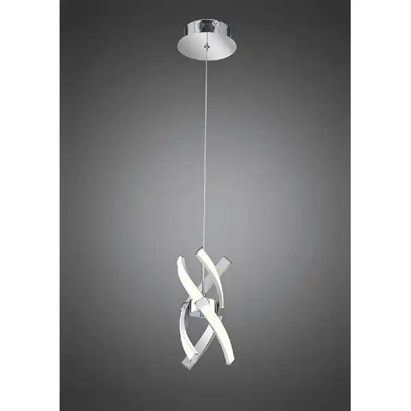 Espirales Pendant 1 Light 12W LED 3000K, 840lm, Silver Frosted Acrylic Polished Chrome, 3yrs Warranty