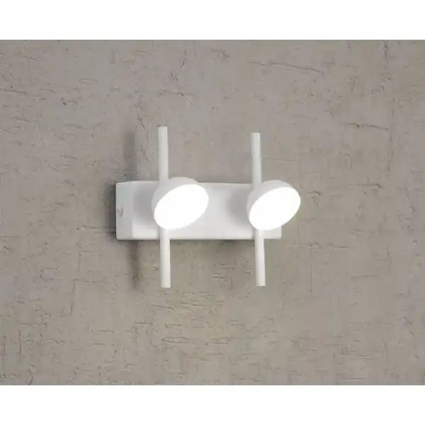 Adn 2 Light Wall Lamp, 6W LED, 3000K, 330lm, White, 3yrs Warranty