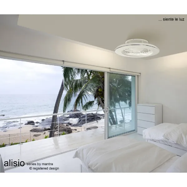 White Dimmable Ceiling Light With Built In Reversible Fan