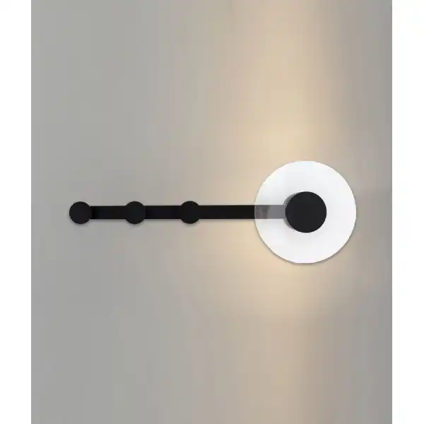 Venus Wall Lamp Coat Rack, 6W LED, 3000K, 490lm, Black, 3yrs Warranty