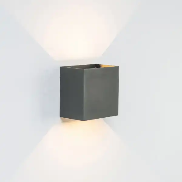 Davos XL Square Wall Lamp, 2x10W LED, 3000K, 1830lm, IP65, Anthracite, 3yrs Warranty