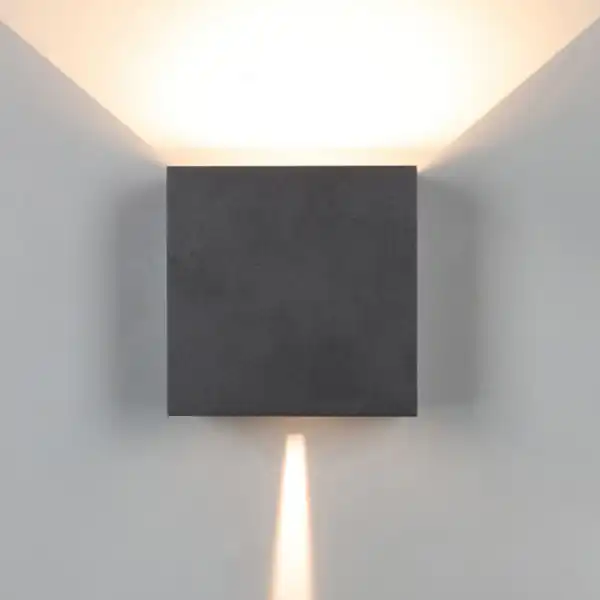 Davos XL Square Wall Lamp, 2x10W LED, 3000K, 1830lm, IP65, Sand Black, 3yrs Warranty