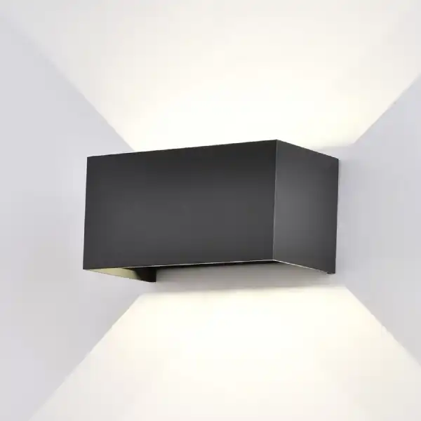 Davos Rectangle Wall Lamp, 4 x 6W LED, 3000K, 2200lm, IP54, Sand Black, 3yrs Warranty