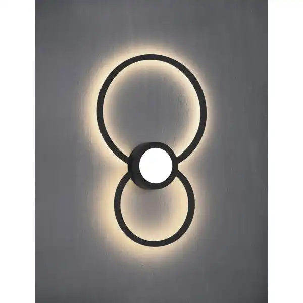 Mural Wall Lamp Circles, Dimmable, 24W, 3000K, 1440lm, Matt Black, 3yrs Warranty