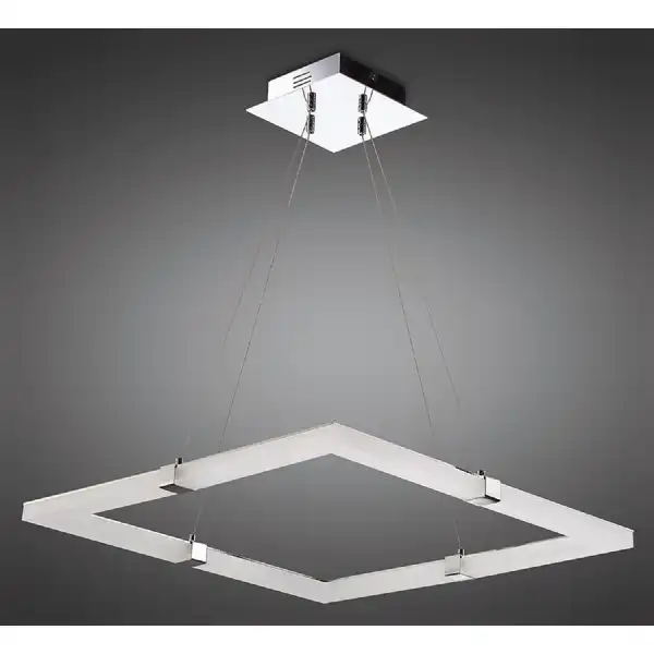 Taccia Pendant 28W LED Square 3000K, 2500lm, Polished Chrome Frosted Acrylic, 3yrs Warranty