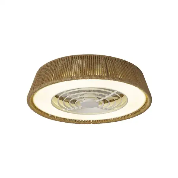 Polinesia Rope Mini 55W LED Dimmable Ceiling Light With Built In 25W DC Reversible Fan, Beige Oscu, 3800lm, 5yrs Warranty