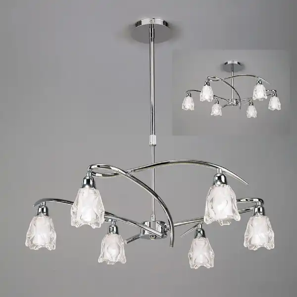 Amel Telescopic Convertible To Semi Flush 6 Light L1 SGU10, Polished Chrome, CFL Lamps INCLUDED