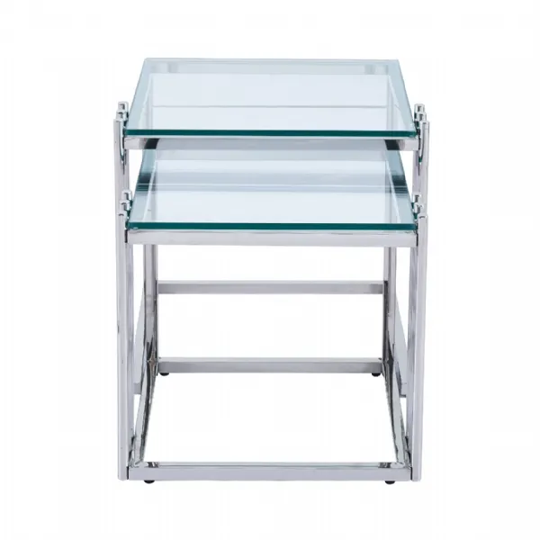 Cohen Steel Tubes and Clear Glass Coffee Table