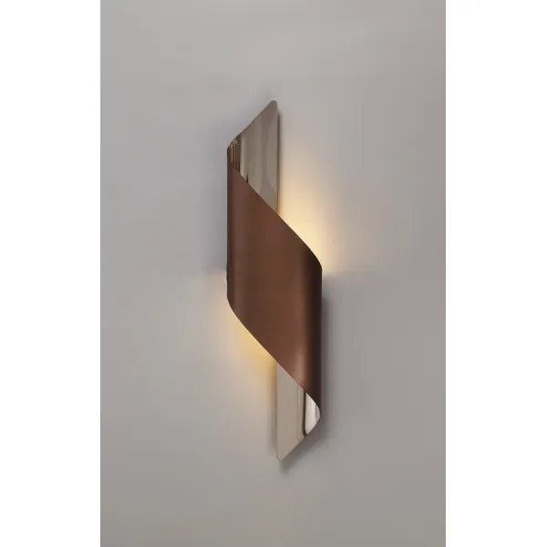 Chichester Wall Lamp Large, 1 x 8W LED, 3000K, 640lm, Satin Brown Polished Chrome, 3yrs Warranty