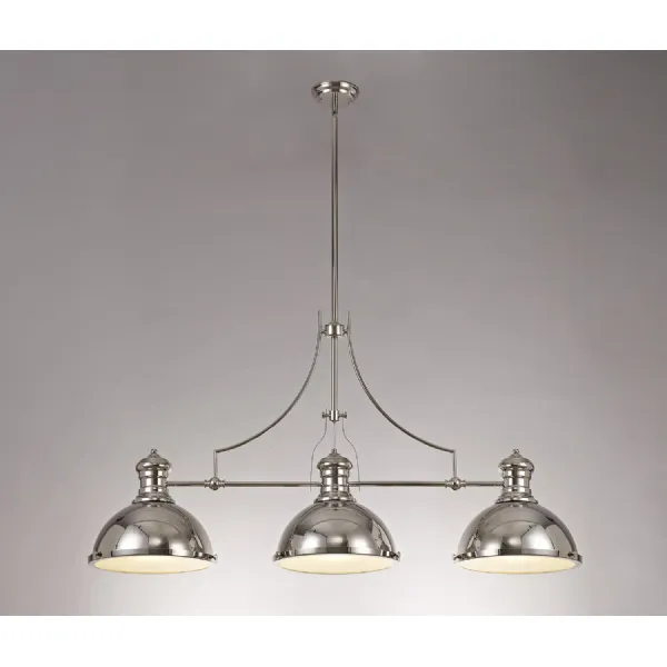 Sandy Linear Pendant, 3 x E27, Polished Nickel Frosted Glass