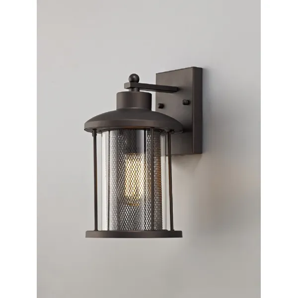 Hampstead Large Wall Lamp, 1 x E27, Antique Bronze Clear Glass, IP54, 2yrs Warranty