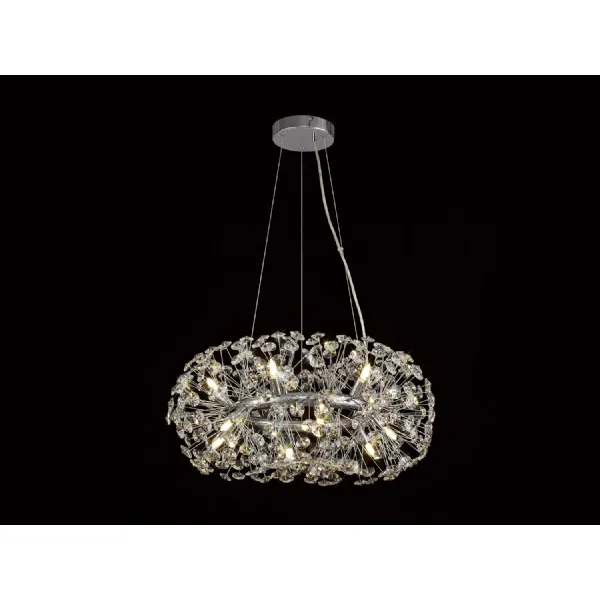 Polished Chrome 60cm Ring Pendant Light Clear K9 Crystals