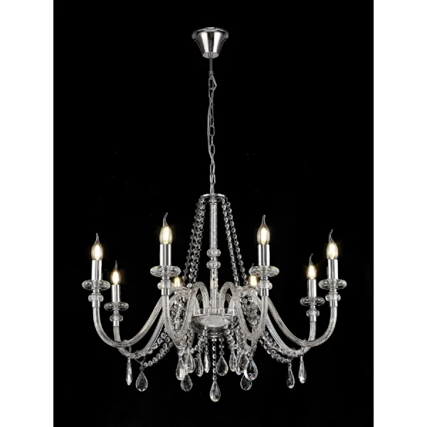 Wimbledon Chandelier Pendant, 8 Light E14, Polished Chrome Clear Glass Crystal, (ITEM REQUIRES CONSTRUCTION CONNECTION)