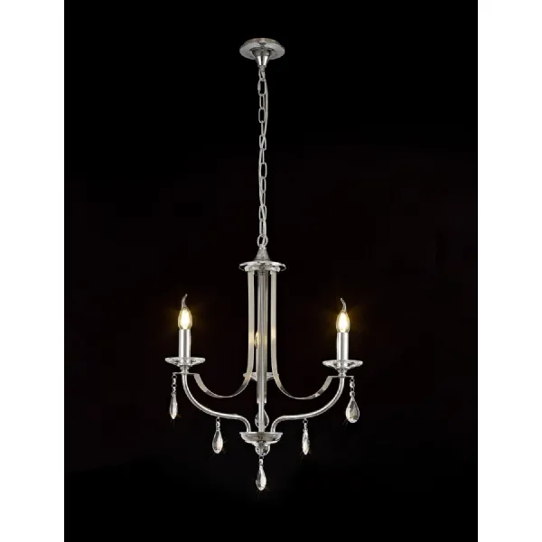 Crawley Pendant 3 Light E14 Polished Chrome Satin Nickel Clear Crystal