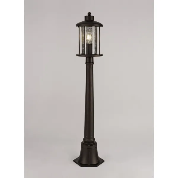 Hampstead Single Headed Post Lamp, 1 x E27, Antique Bronze Clear Glass, IP54, 2yrs Warranty