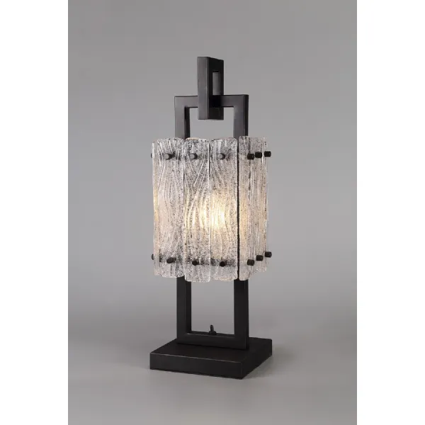 Sheppey Table Lamp, 1 Light E27, Matt Black Crystal Sand Glass