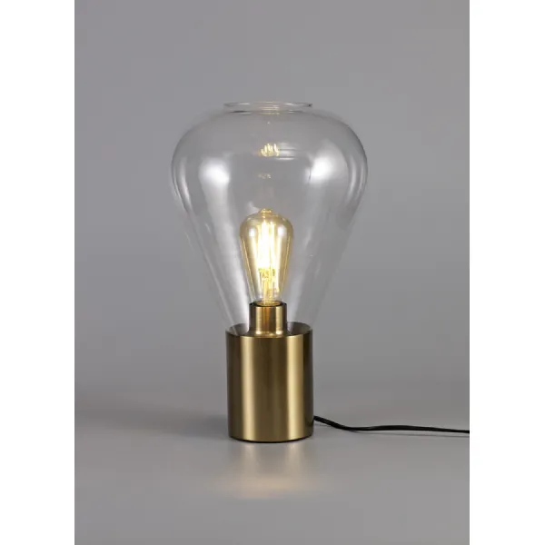 Copthorne Narrow Table Lamp, 1 x E27, Aged Brass Clear Glass