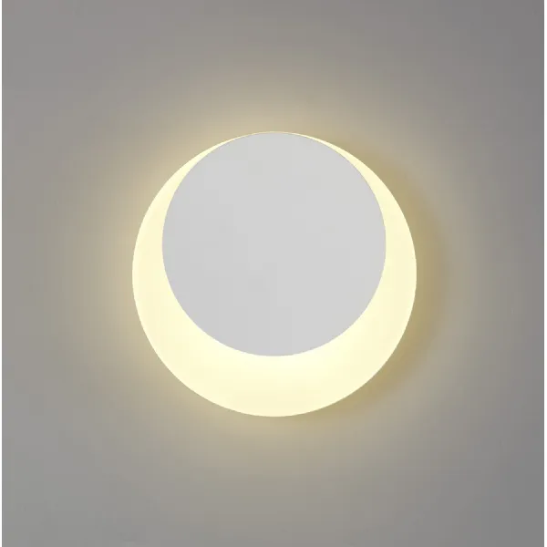 Edgware Magnetic Base Wall Lamp, 12W LED 3000K 498lm, 15 19cm Round Top Offset, Sand White Acrylic Frosted Diffuser