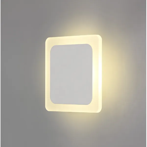 Edgware Magnetic Base Wall Lamp, 12W LED 3000K 498lm, 15 19cm Square Centre, Sand White Acrylic Frosted Diffuser