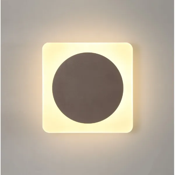 Edgware Magnetic Base Wall Lamp, 12W LED 3000K 498lm, 15cm Round 19cm Square Centre, Coffee Acrylic Frosted Diffuser