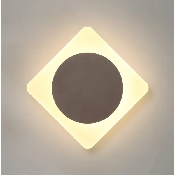 Edgware Magnetic Base Wall Lamp, 12W LED 3000K 498lm, 15cm Round 19cm Diamond Centre, Coffee Acrylic Frosted Diffuser
