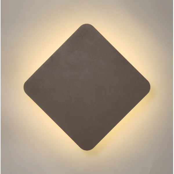 Edgware Magnetic Base Wall Lamp, 12W LED 3000K 498lm, 20 19cm Diamond Centre, Coffee Acrylic Frosted Diffuser