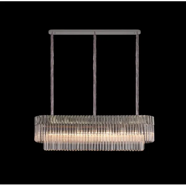 Aldershot 150 x 40cm Pendant Rectangle 7 Light E14, Polished Nickel Clear Sculpted Glass, Item Weight: 28kg