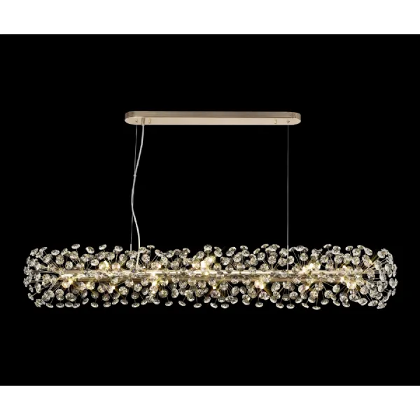 Camden Oblong Linear Pendant 14 Light G9 French Gold Crystal