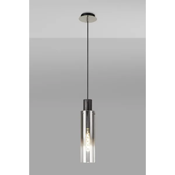 Black Chrome Adjustable E27 Single Pendant Smoke Fade Shade