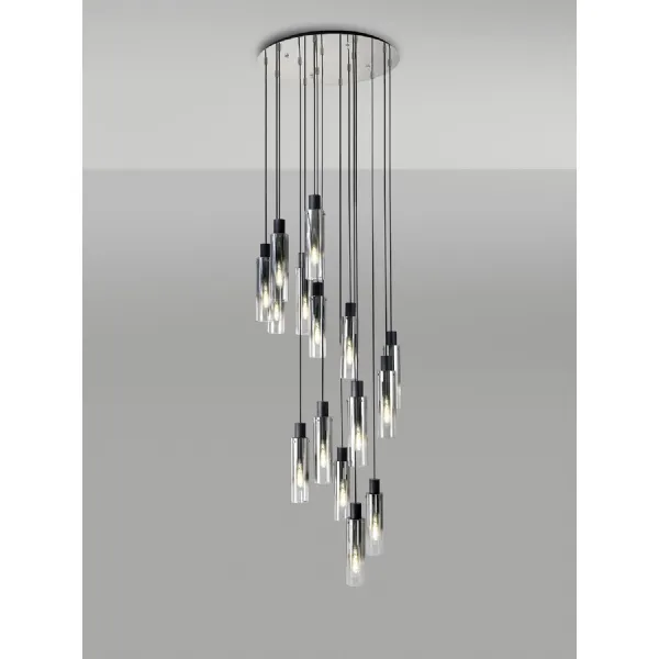 Black Smoke Fade Glass Adjustable Pendant E27 Lamp Holders