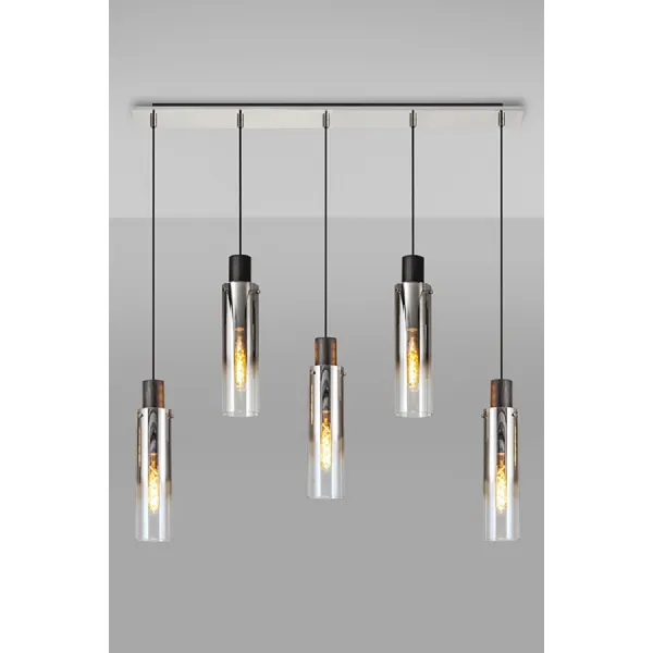 Black Polished Chrome 5 Light Adjustable Linear Pendant