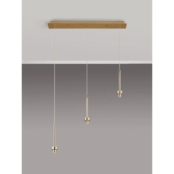 Abingdon French Gold 3 Light G9 Universal 2m Linear Pendant, Suitable For A Vast Selection Of Glass Shades