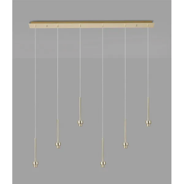 Abingdon French Gold 6 Light G9 Universal 2m Linear Pendant, Suitable For A Vast Selection Of Glass Shades