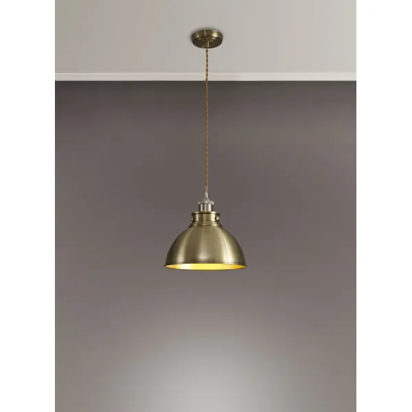 Savoy Medium Pendant, 1 x E27, Satin Nickel Antique Brass Gold