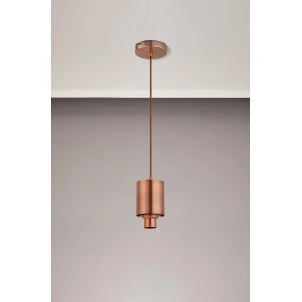 Copthorne Pendant (FRAME ONLY), 1 x E27, Antique Copper Brown Braided Cable