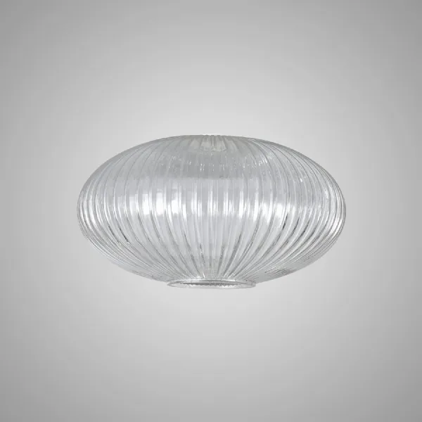 Epsom 30cm Oval Sphere Ribbed Glass (G), Clear