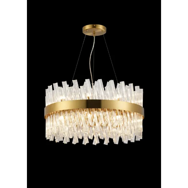 Brass Clear 60cm Round Pendant Light 18 G9 Lamp Holders