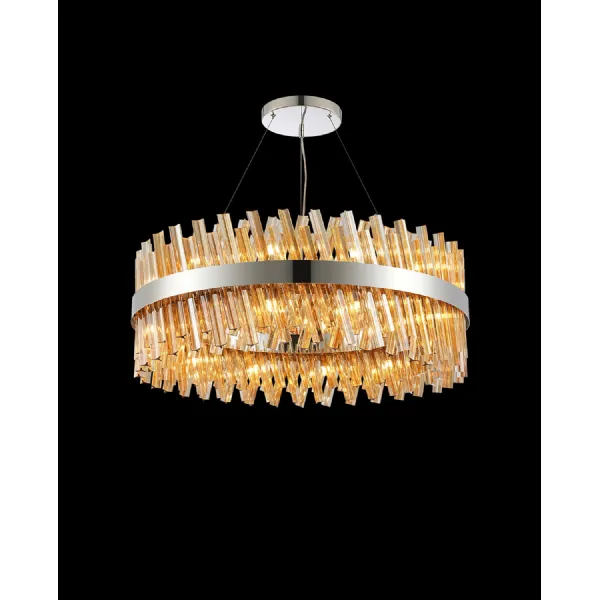 Brighton 80cm 24 Light G9, Pendant Round, Polished Nickel Amber Item Weight: 23.13kg