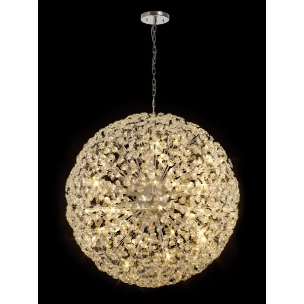 Camden Pendant 1.2m Sphere 64 Light G9 Polished Chrome Crystal, Item Weight: 60kg