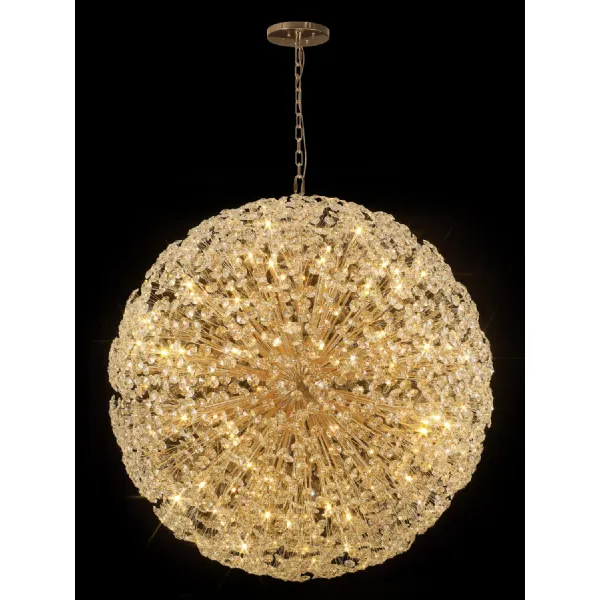 French Gold Clear Crystal 84 Light G9 1.5m Sphere Pendant