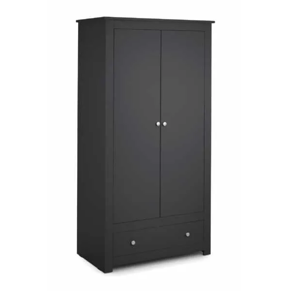 Anthracite Grey Painted 2 Door 1 Drawer Double Combi Wardrobe 190cm Tall