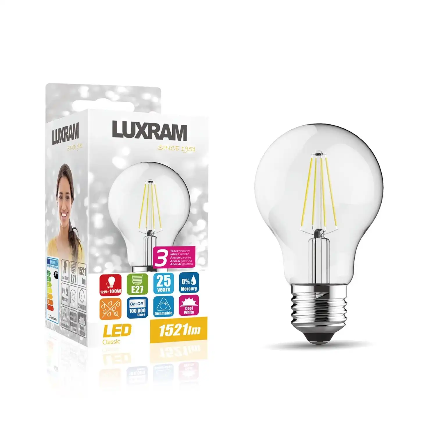 Classic E27 LED Lamp 6.5W Natural White 4000K Dimmable